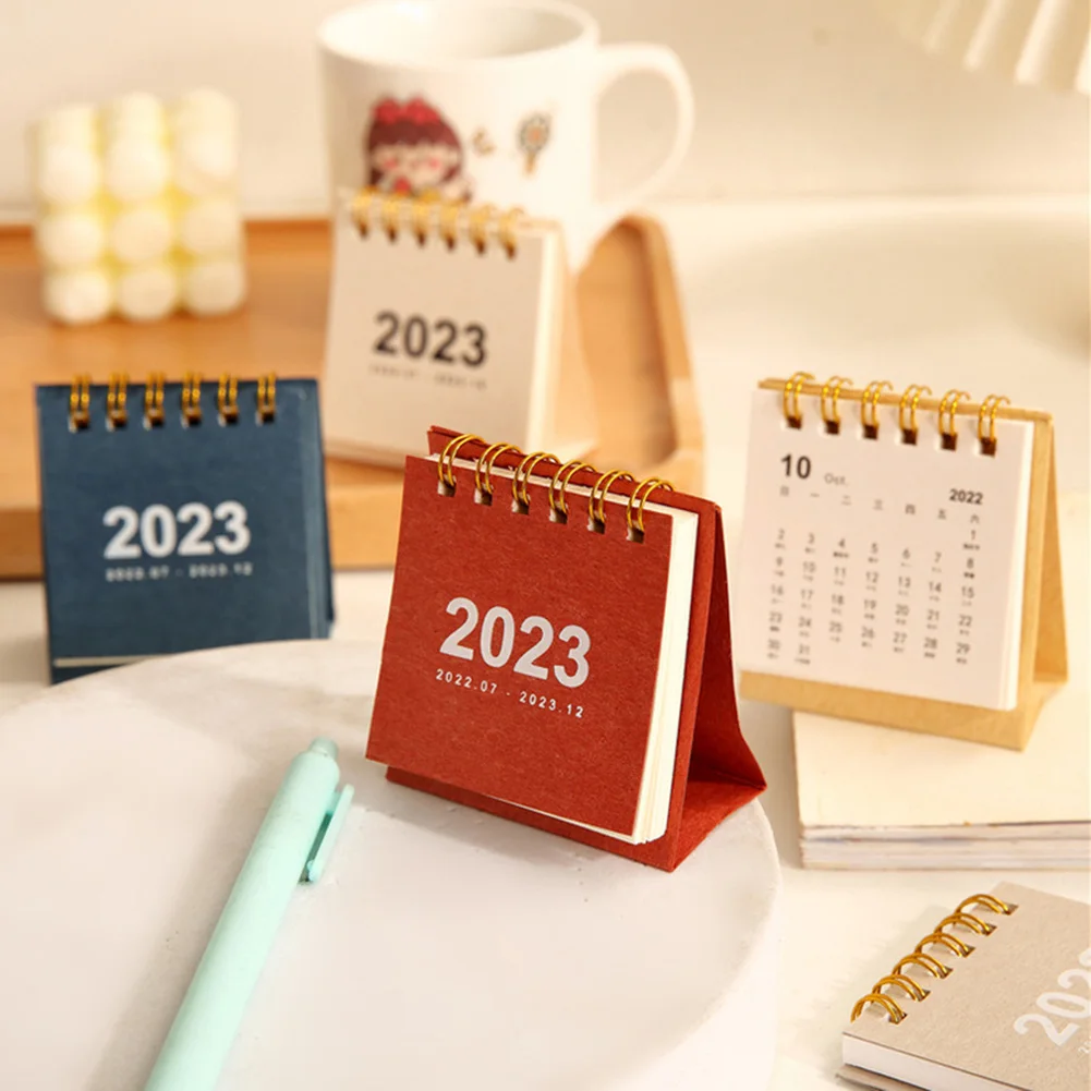 

Refreshing Simple Solid Color 2023 Mini Desktop Paper Calendar Dual Daily Scheduler Table Planner Yearly Agenda Organizer Desk