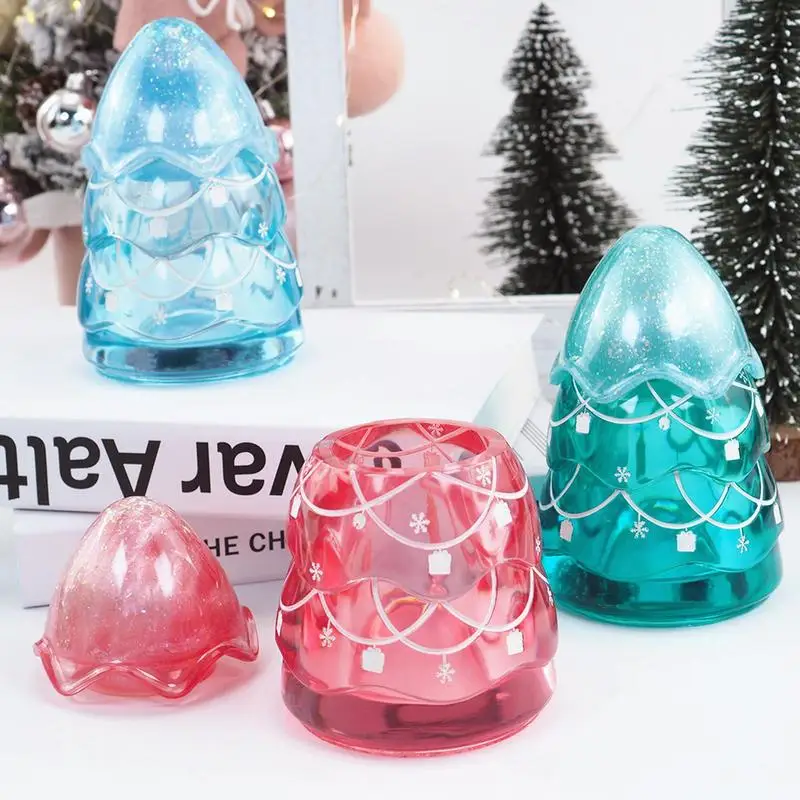 

DIY Christmas Snowman Crystal Epoxy Resin Mold Christmas Tree Storage Jar Bottle Silicone Mold DIY Storage Box Container