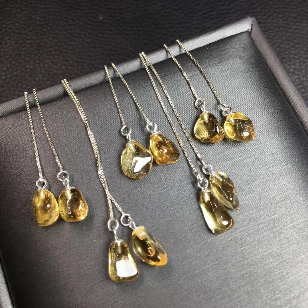 Женские серьги из серебра 925 пробы с натуральным Цитрином