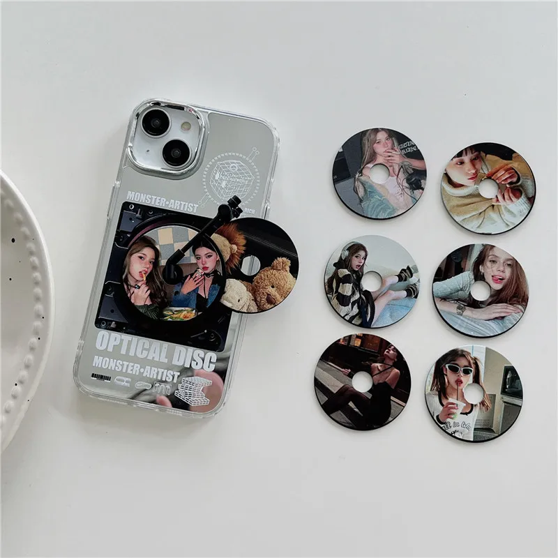 ins Fashion Beautiful Girl CD Record Rotate Phone Case for iPhone 11 12 13 14 Pro Max Plus Asian Heavenly King Phonograph Cover