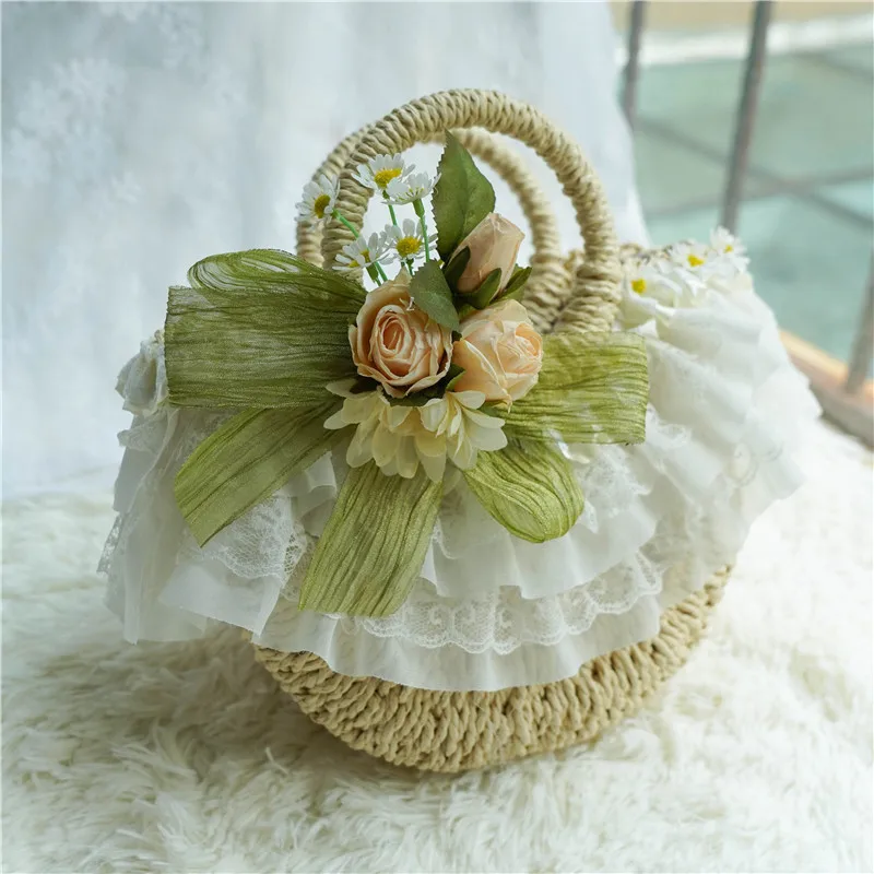 2023 Hot Selling Rural Lolita Hat for Girls, Palace Lace Flower French Vintage Straw Cap enlarge