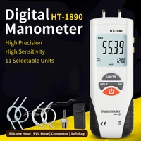 lcd digital manometer air pressure meter air pressure gauge kit 11 selectable units data hold high precision ht 1890