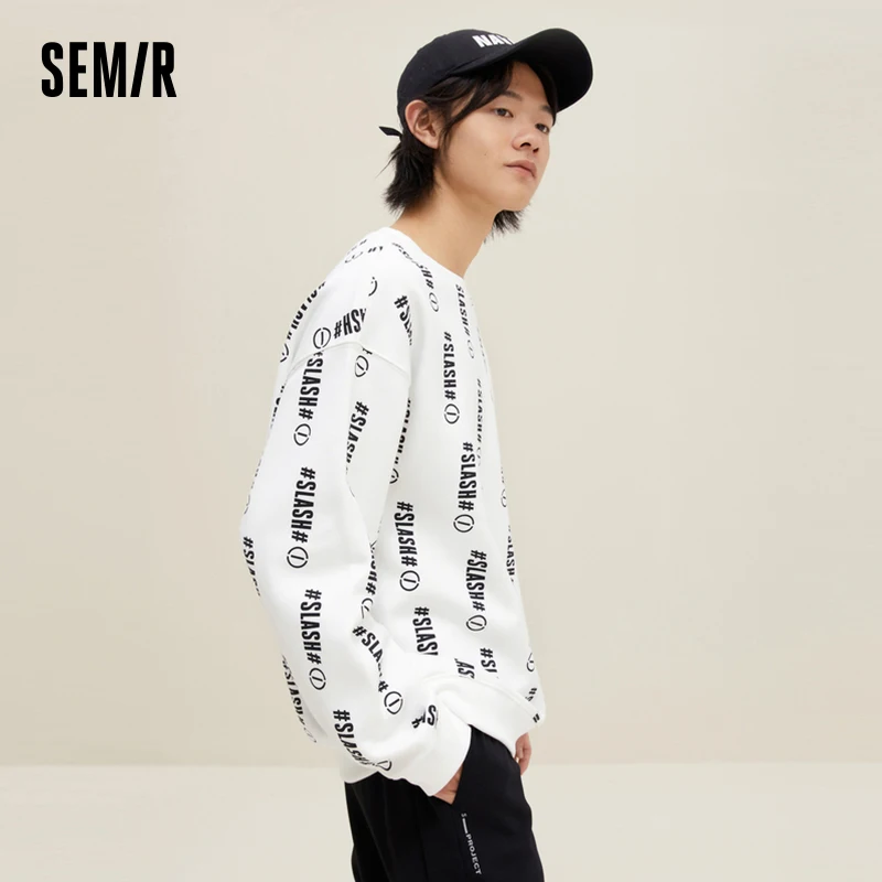 

Свитшот Semir мужской с круглым вырезом, удобная флисовая утепленная толстовка с открытыми плечами, с принтом, свободного покроя, зима 2023