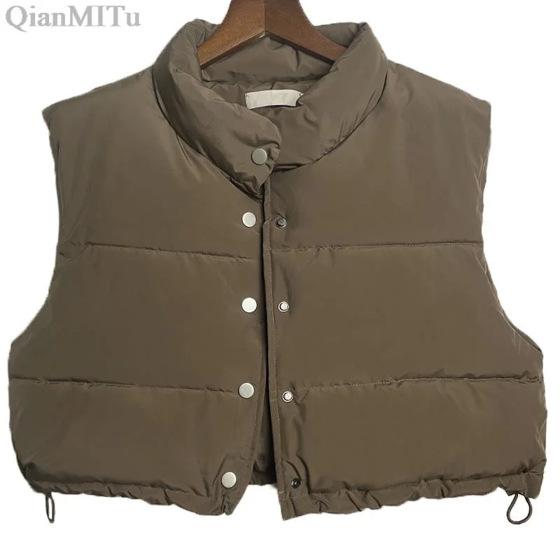 

Новинка 2022, модный осенний пуховой жилет с воротником-стойкой, верхняя одежда, повседневные зимние женские жилеты без рукавов, куртки