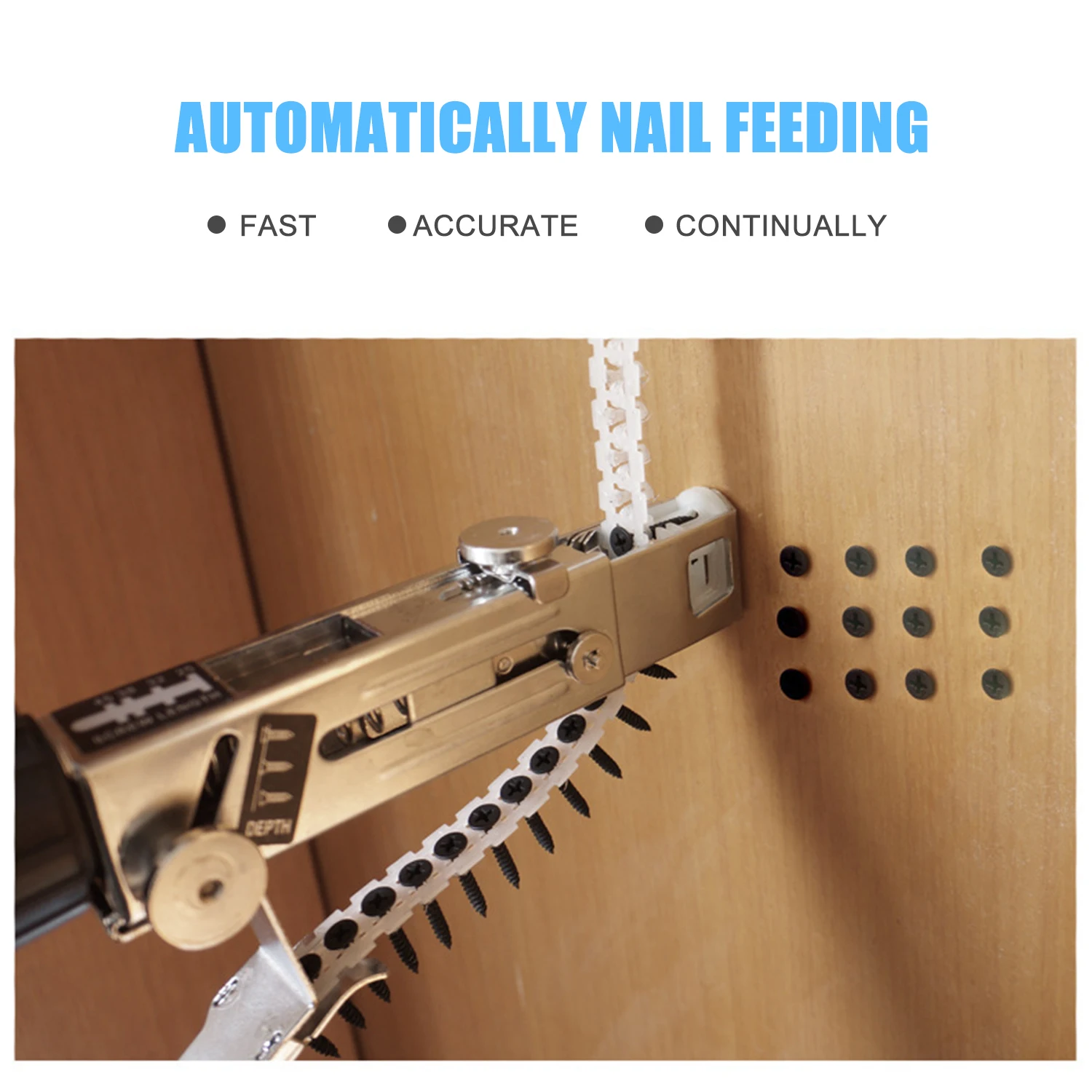 

U50 Automatic Chain Nail Gun Adapter Power Drill Attachment W/ Screws Woodworking Tool Auto Feed Screwdriver Tape Chain Nail