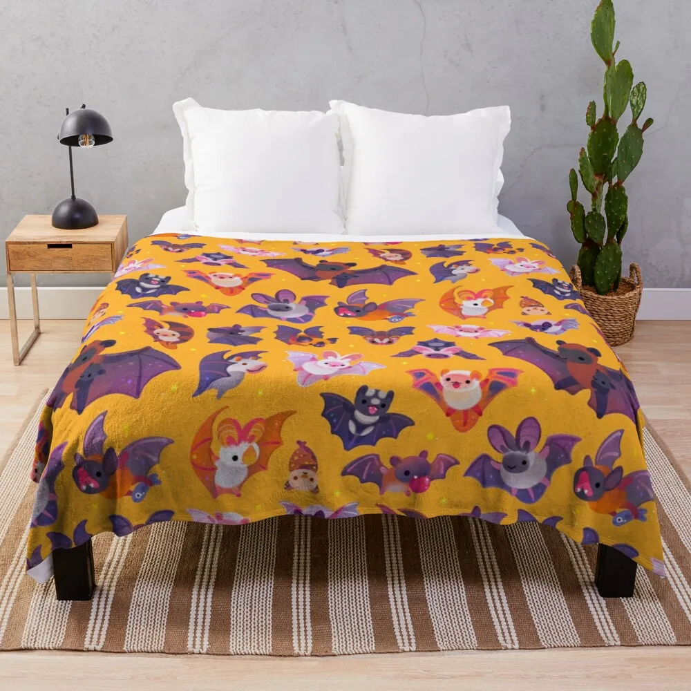 

Bat - Yellow Soft Bed For Couch Fleece Vintage Lash Bed Throw Blankets