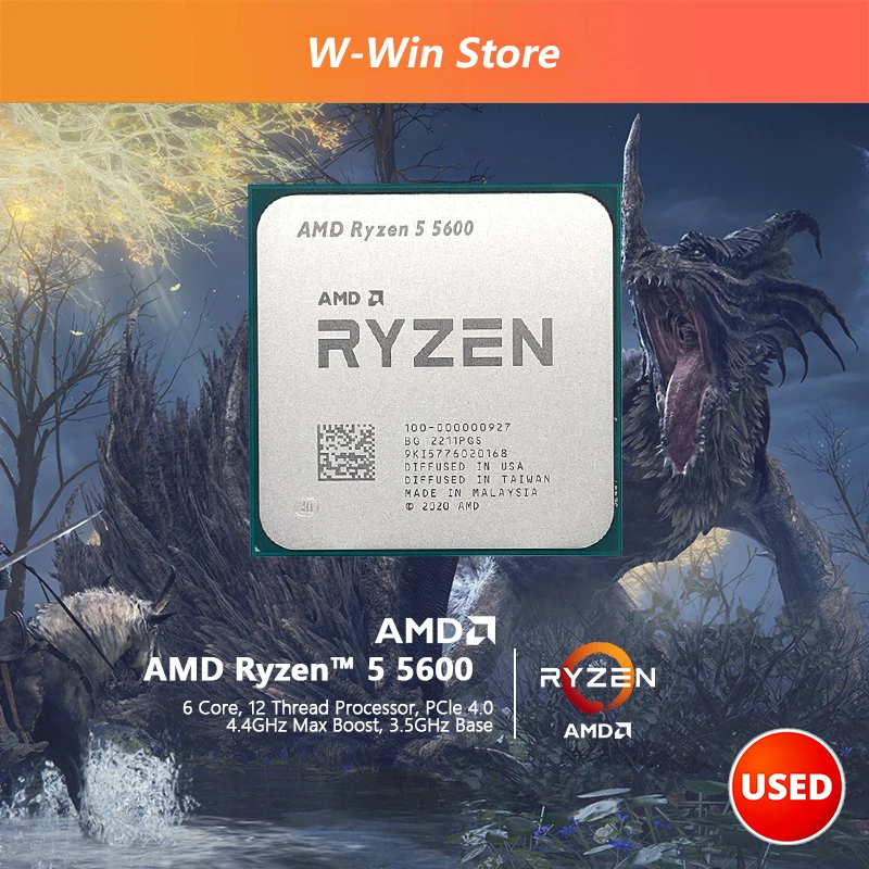 Бывший в употреблении Процессор AMD Ryzen 5 5600 R5 3 ГГц шестиядерный