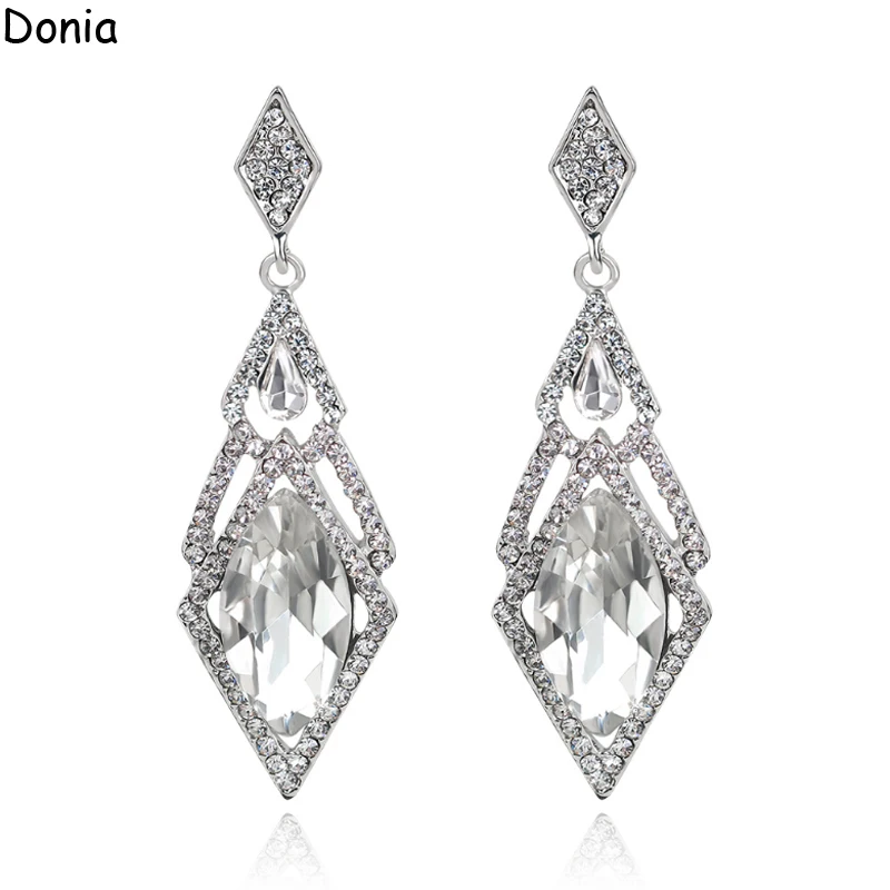 

Donia Jewelry European and American classic crystal earrings droplets micro-encrusted rhinestones new luxury bridal gift