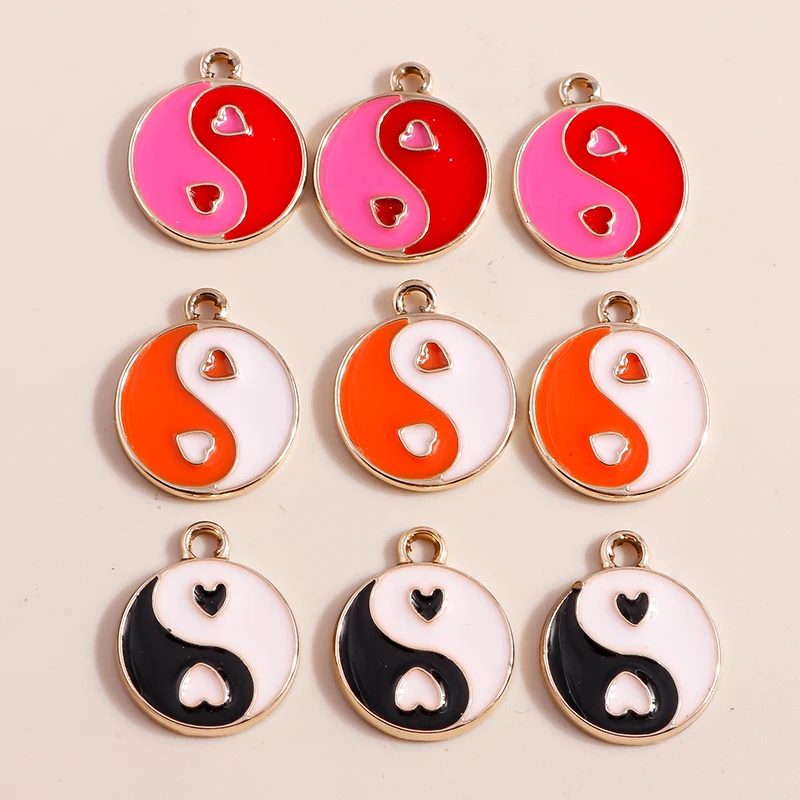 

10pcs Black and White Enamel Yin Yang Charms Tai Chi Floating Pendants for Couple Necklace Bracelet Making Jewelry Findings