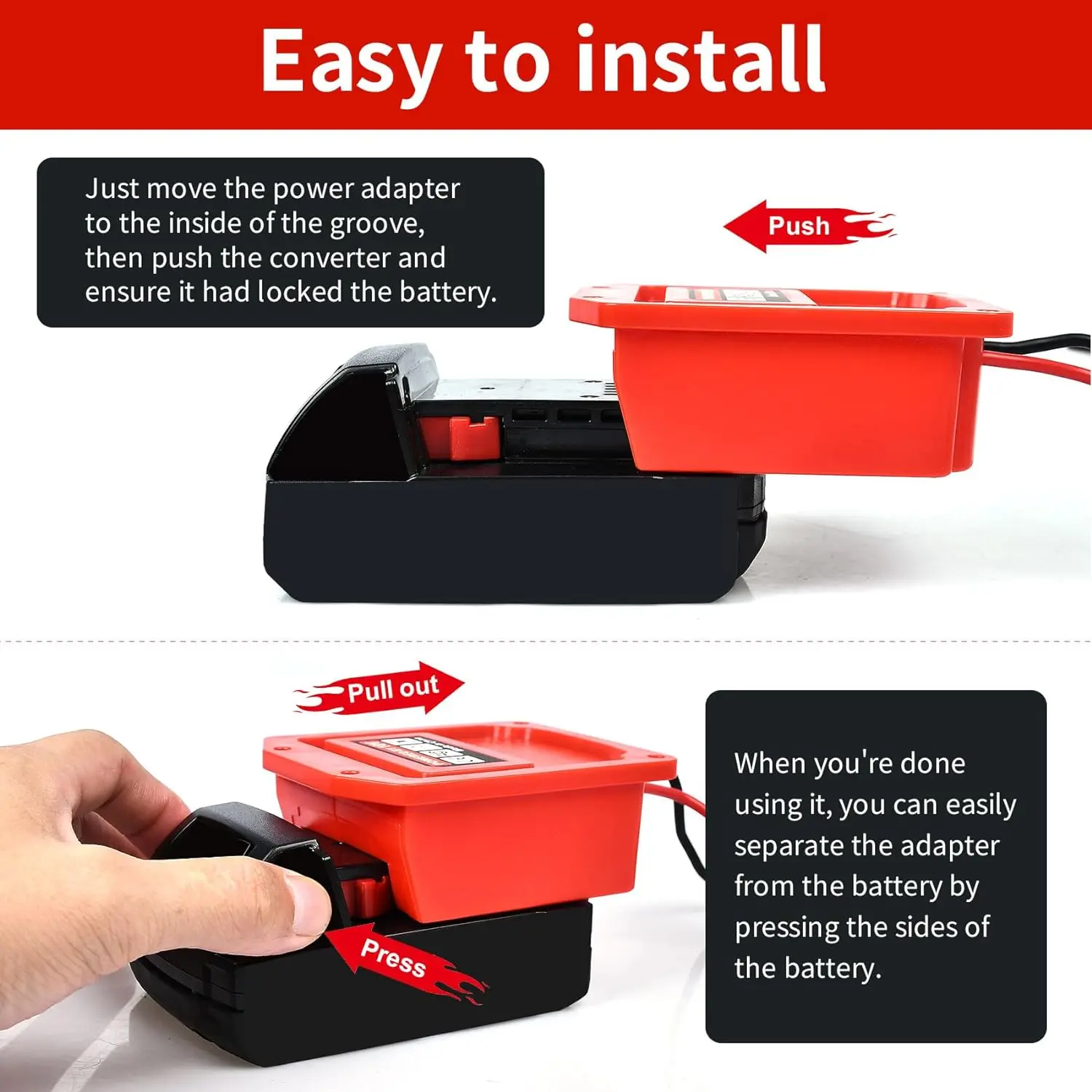 Адаптер для аккумулятора Milwaukee 18 в с проводом 14 AWG