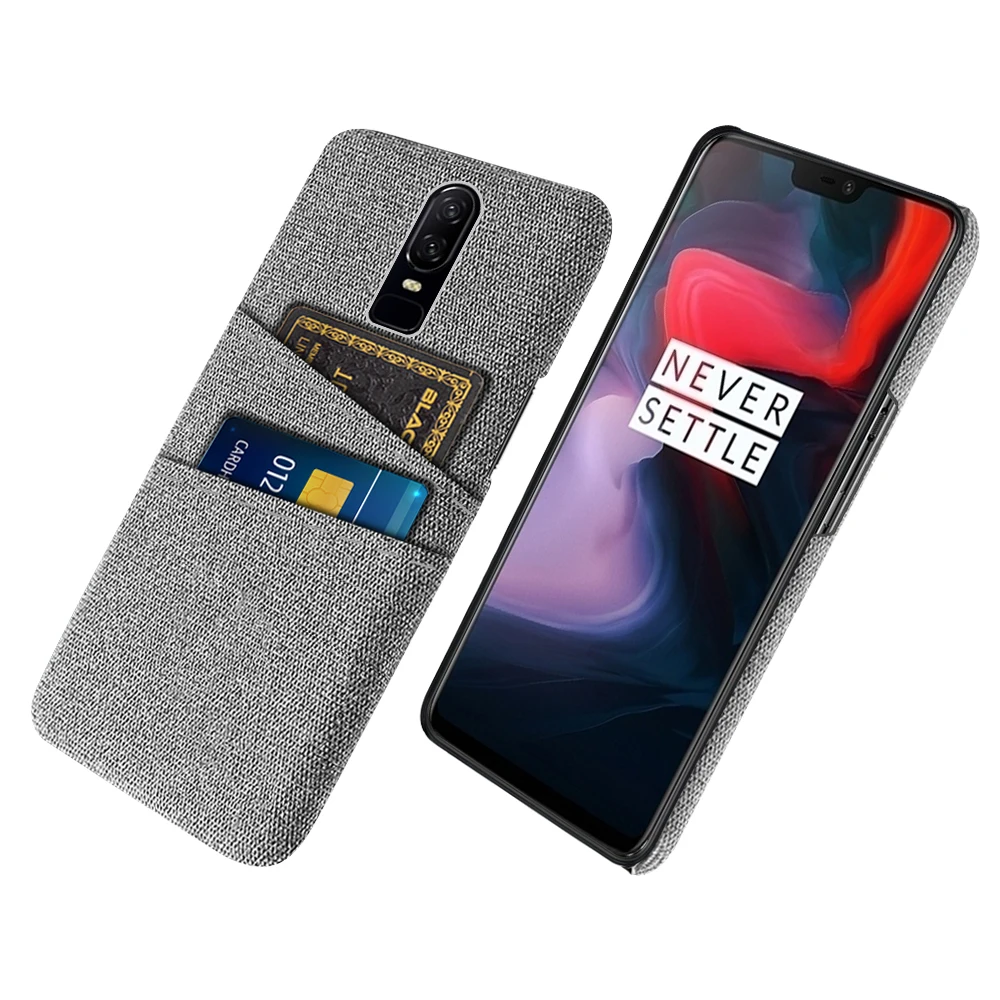 

1+6 Oneplus 6 6T Case Luxury Fabric Dual Card Slots Holder Phone Cover For Oneplus One Plus 6 6T Funda 1+6 1+6t Oneplus 6 T