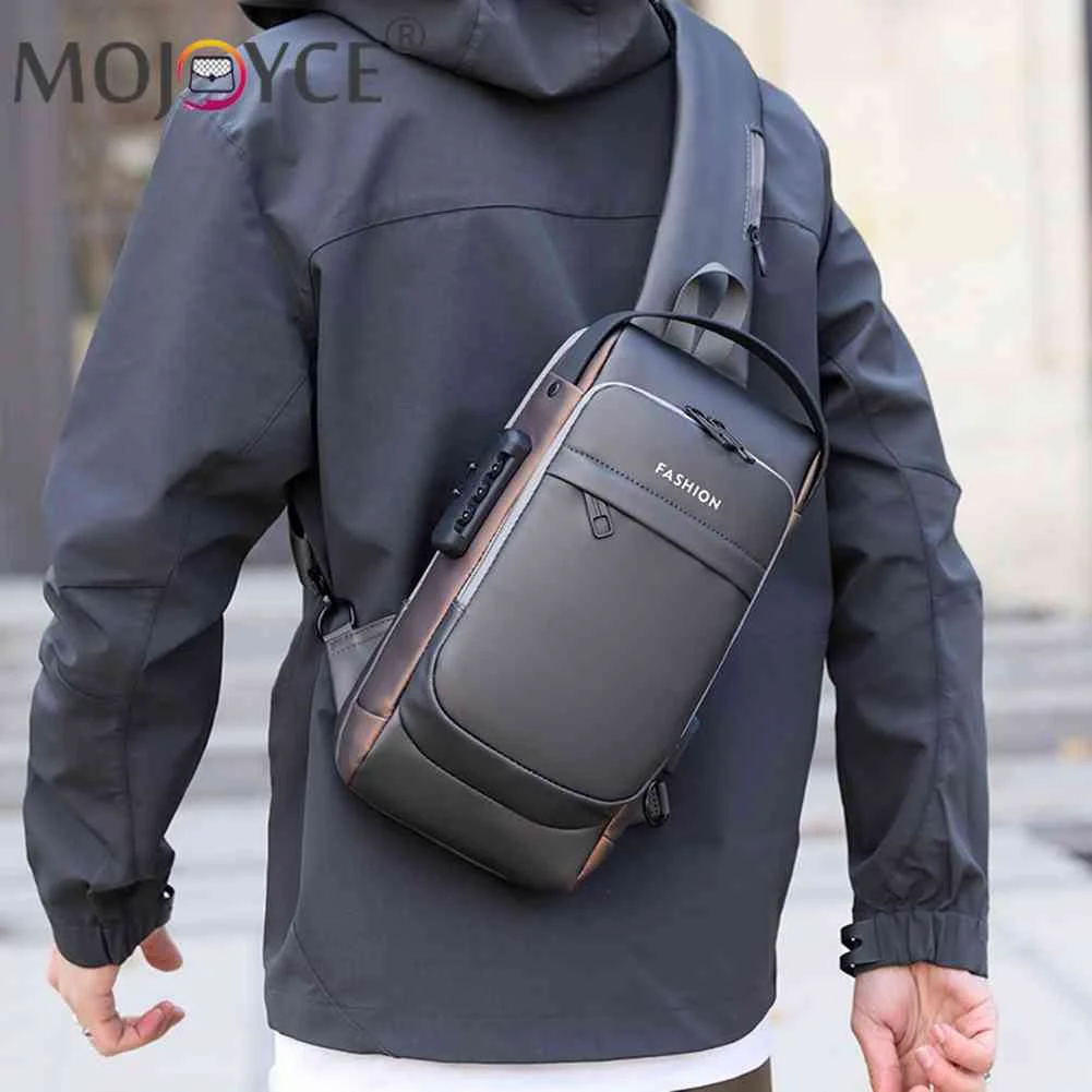 

Anti-theft Travel Bag Multifunction Men Motorcycle Ride Bag Waterproof Fashion Password Lock Male Pack with USB Charging Port