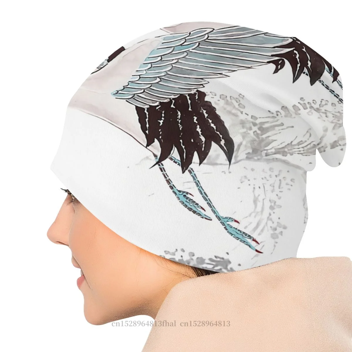 Шапка мужская Весенняя тонкая с красными Журавлями и летающим журавлем |