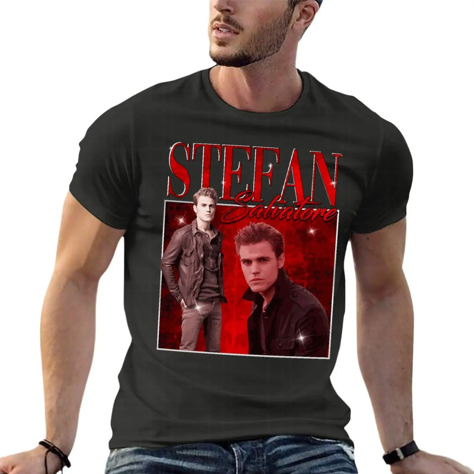 

Stefan Salvatore Paul Wesley The Vampire Diaries Movies 90S Vintage Oversize T Shirts Funny Men Clothing Short Sleeve Top Tee