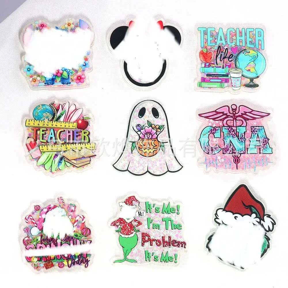 6 шт. зыбучие пески блестящий акриловый учитель CNA подвески кошка кофе медведь