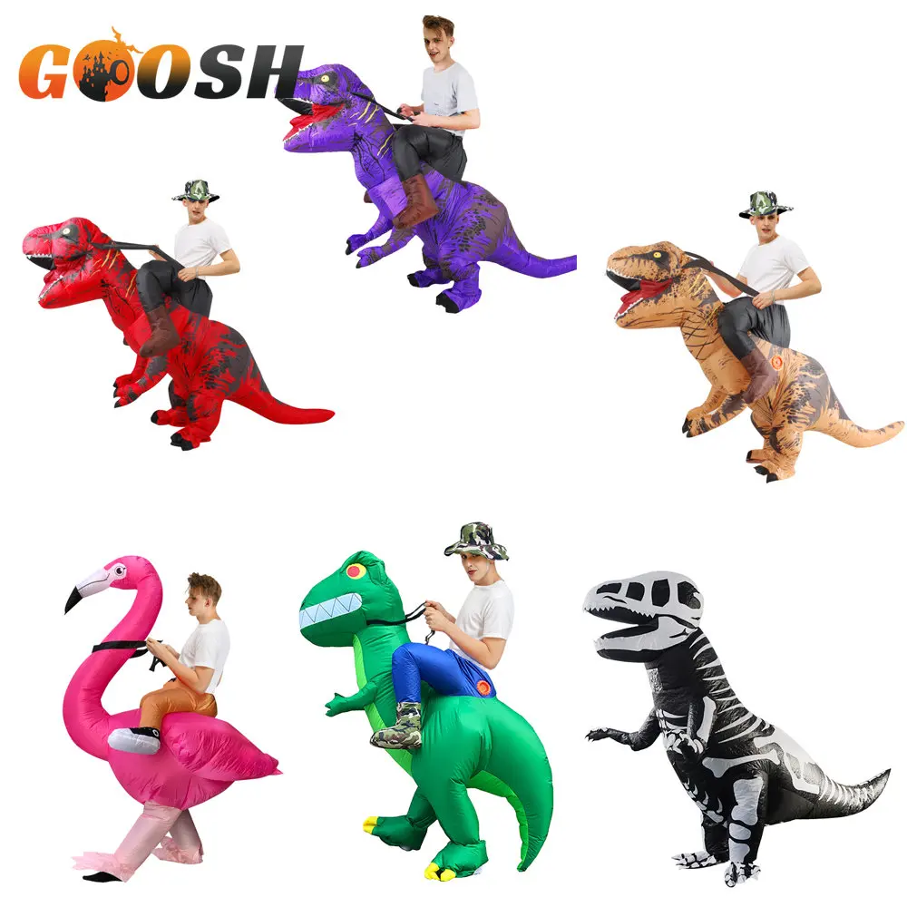 

Adult Dinosaur Inflatable Costume T-rex Suit Ride on Dino Costumes Halloween Christmas Party Fancy Mascot Cosplay Costume Dress