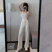 2022 new women casual pants loose style straight suit pants high waist chic office ladies pants trousers streetwear female pants