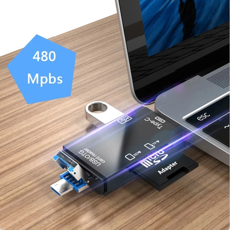 Устройство для чтения SD-карт USB C кардридер 6 в 1 2 0 TF/Mirco SD смарт-устройство карт