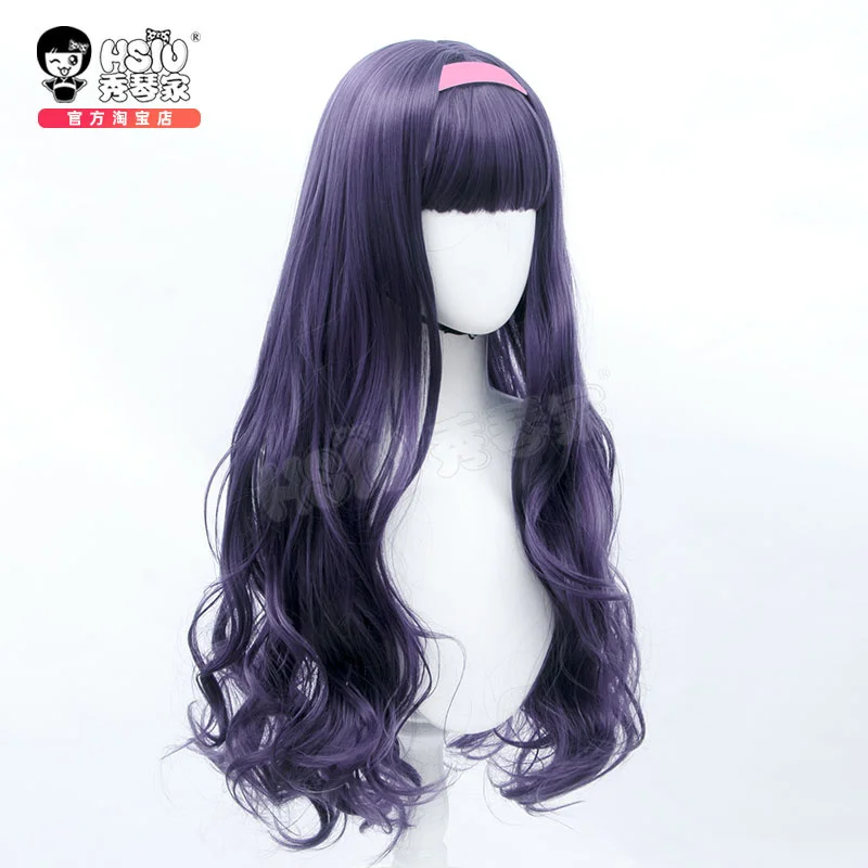 Аниме Card Captor Sakura Tomoyo Daidouji Косплей Парик 80 см Длинный Темно-Серый Фиолетовый