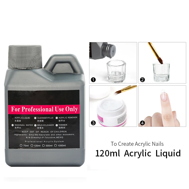 

120ml/Bottle EMA Acrylic Liquid Monomer Crystal Nail Supplies for Professional Dipping Carving Nail Art Extension Acrylic Powder