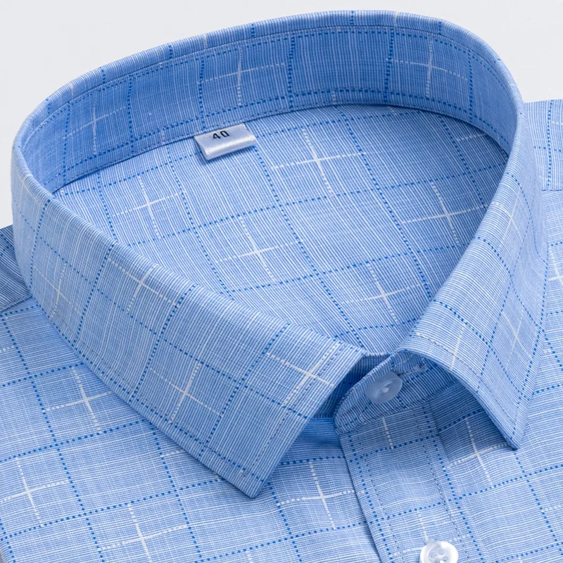 Shirt men's long-sleeved striped plaid men's clothing can be embroidered loose loose version of non-iron mens shirt men clothing