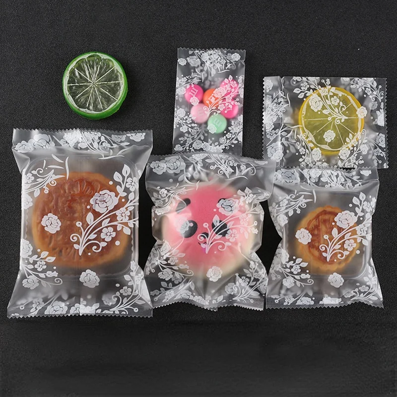 

100pcs Rose Frosted Translucent Machine Sealed Egg Yolk Cake Self-sealing Bag Scented Tea Bag Baked Pastry Biscuit Gift Bag