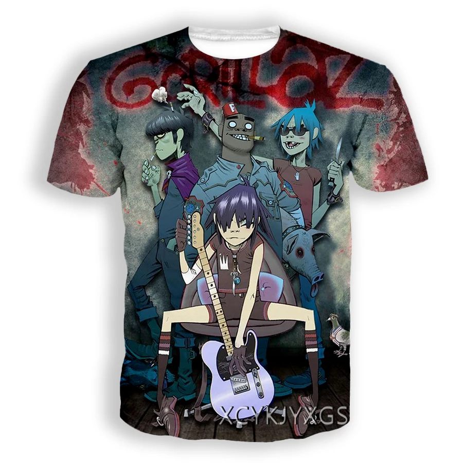 Phechion Новая модная Мужская/женская футболка с 3D принтом Gorillaz одежда в стиле