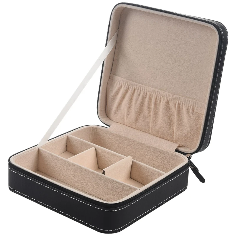 

Portable PU Leather Sunglasses Box Travel Jewelry Storage Box Grid Small Glasses Case Zipper Bag Container Gift Box