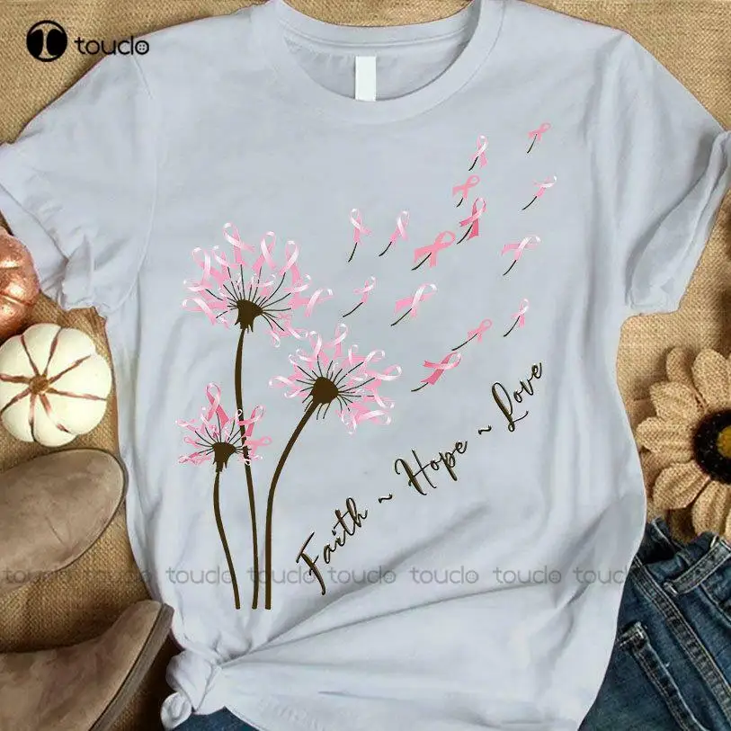 

Breast Cancer Awareness T Shirt Dandelion Faith Hope Love T Shirts For Women Custom Aldult Teen Unisex Fashion Funny New Xxs-5Xl