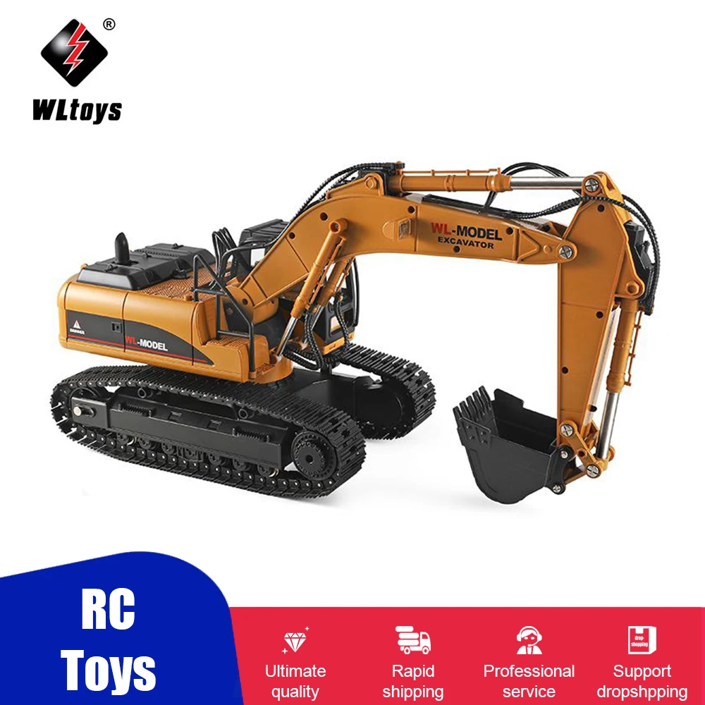 

WLtoys 16800 1/16 2.4G Excavator RC Car Toys Styling 23 Channel Road Construction All Metal Truck Autos With LED Light Smoke