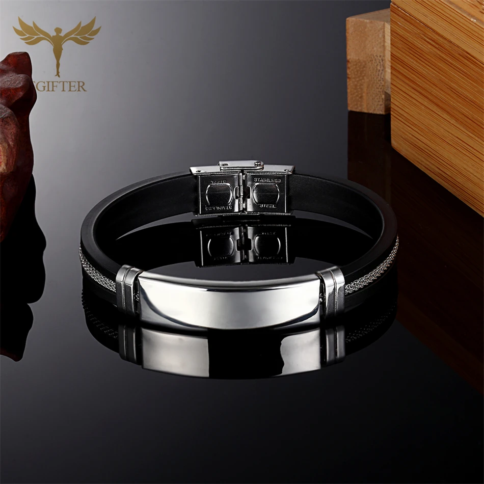 Силиконовые браслеты из нержавеющей стали высокого качества для мужчин и женщин