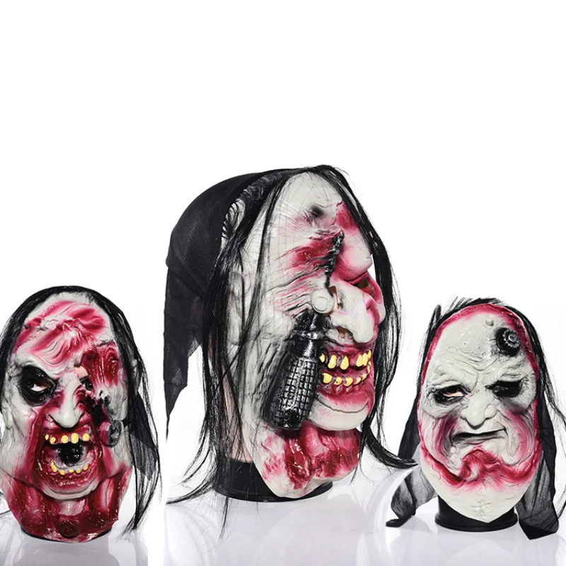 

Terror Ghost Face Latex Mask Headcover Halloween Ghost Day Dressing Ball Acting Props Zombie Demon Mask Costumes Accessories