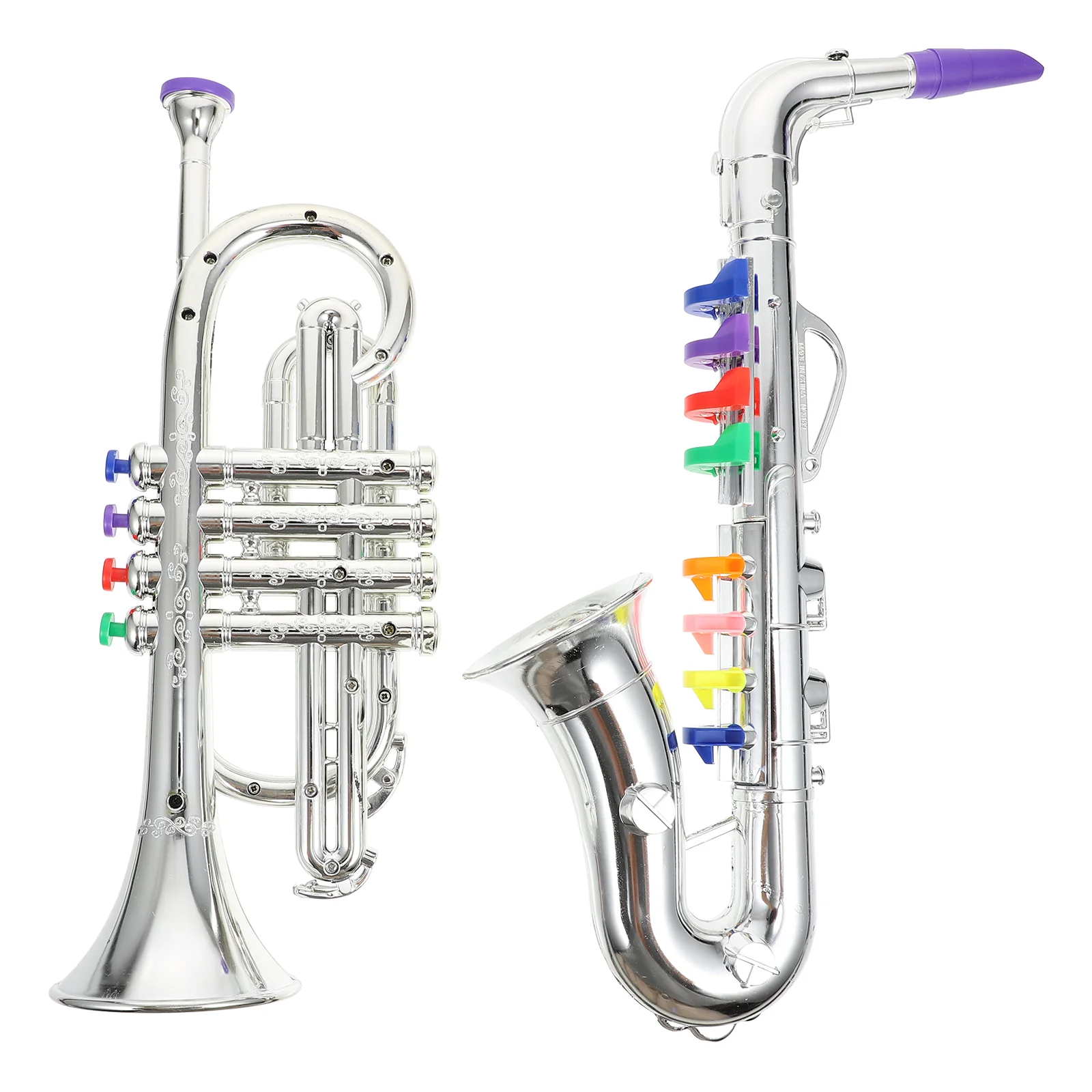 

2 Pcs Toddler Gift Simulated Musical Instrument Plastic Kids' Plaything Mini Saxophone Pretend Toys Model Educational Trumpet