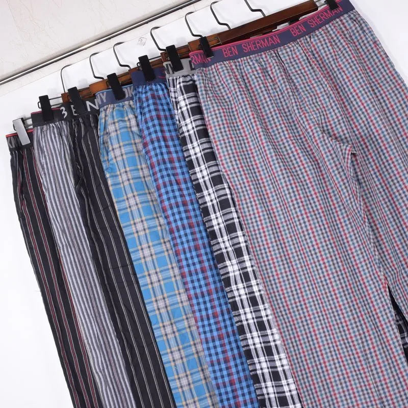 Men's Underwear Cotton 100% Stripes Casual  Pants Woven Pockets Air Conditioner Trousers