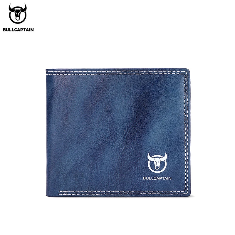 BULLCAPTAIN Men Wallet Genuine Leather Fashion Simple Short Soft skin Multiple card slots Two-color  Wallet