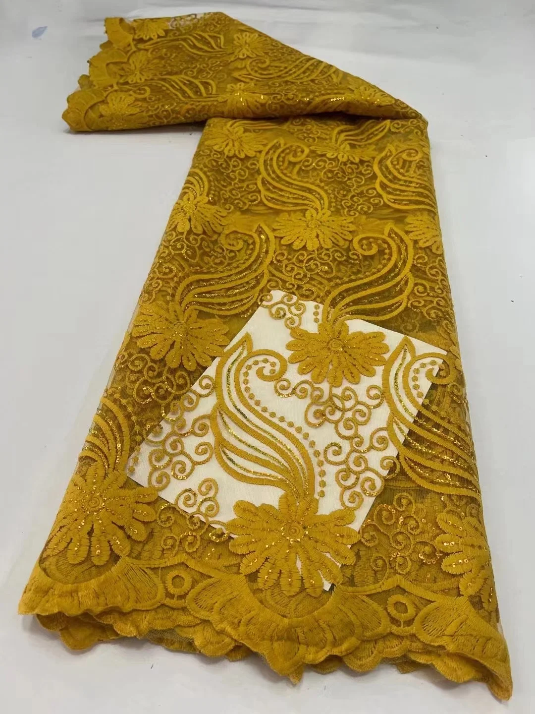 

African Sequence Lace Fabric Gold French Lace Fabric 2022 High Quality Nigerian Lace Fabrics For Party Sewing