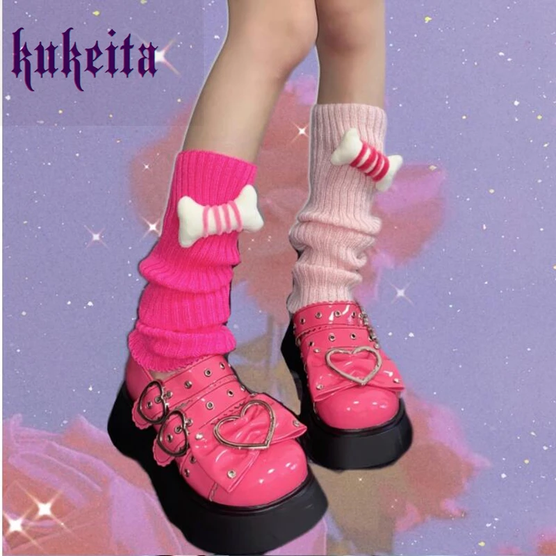 

Женские теплые носки Y2k карамельных цветов, вязаные носки для ног в японском стиле Харадзюку, Лолита, Симпатичные теплые носки с набором для ног для косплея