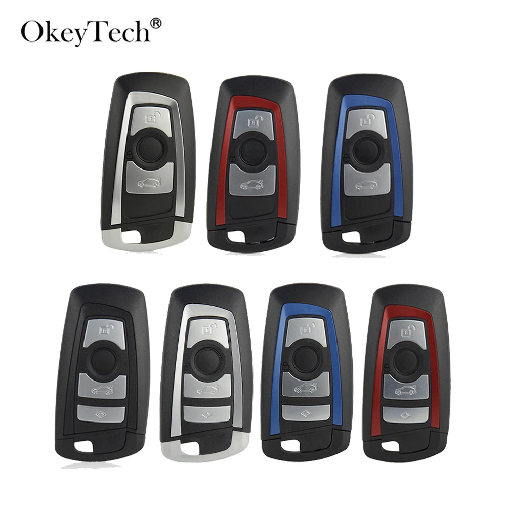 OkeyTech 3/4 Button Smart Remote Car Key Shell Fob For BMW CAS4 F 3 5 7 Series E90 E92 E93 X5 F10 F20 F30 F40 Key Case Cover