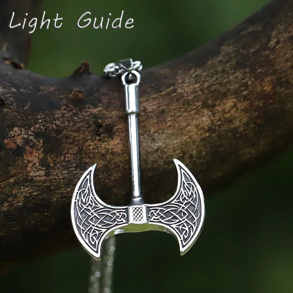 

2022 NEW Men's 316L stainless-steel vintage Norse Viking Tomahawk Pendant Necklace celtic knot jewelry Gift free shipping
