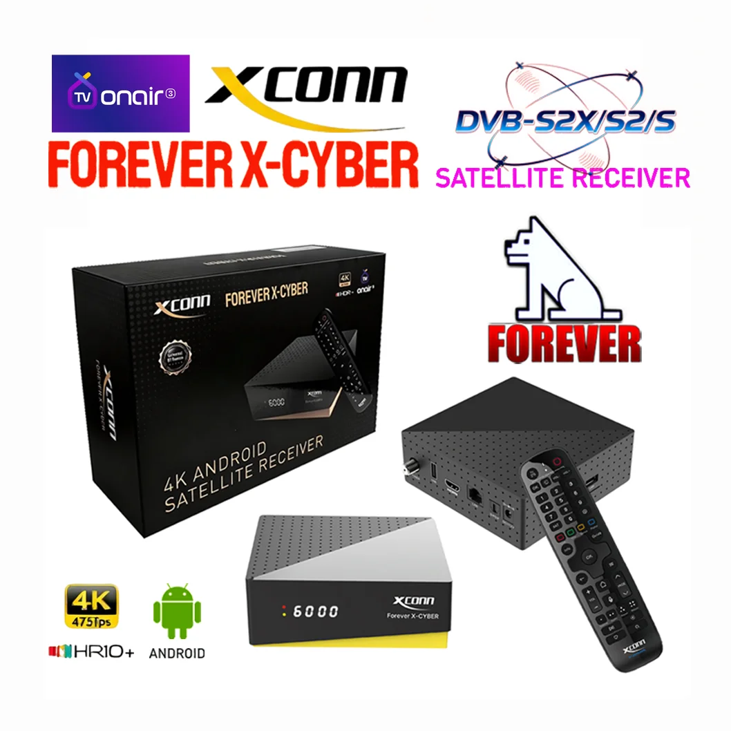 Фото XCONN FOREVER X-CYBER 4K ТВbox/iptv subscrimen онлайн (Android 9 DVB-S2X/S2/S, Ku/C Band Multi-Interface Expansion Full Protocol) №1