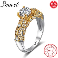 lmnzb fashion jewelry tibetan silver 925 ring fine gold color zirconia diamond engagement wedding rings for women xr243