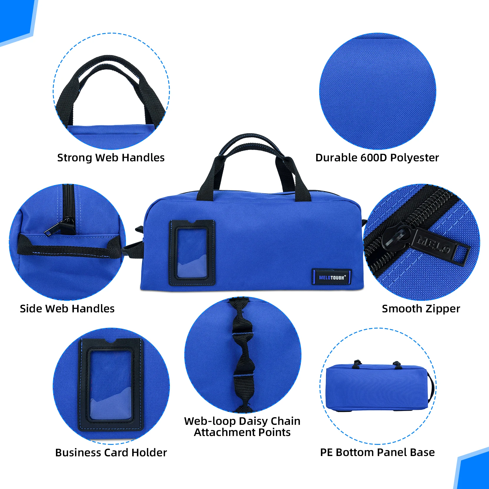 MELOTOUGH 16 Inch Tool Bag Canvas Tool Tote Bags with Zipper Heavy Duty Portable Tool Bag Organizer for Electrician PlumbingHVAC