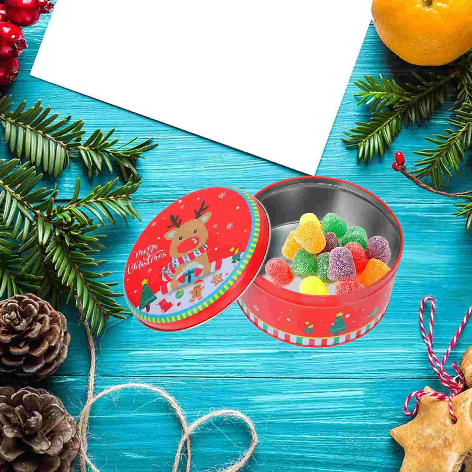 

Christmas Cookie Gift Candy Tins Box Boxeslids Tincase Tinplate Container Storage Giving Jars Containers Empty Santadecorative