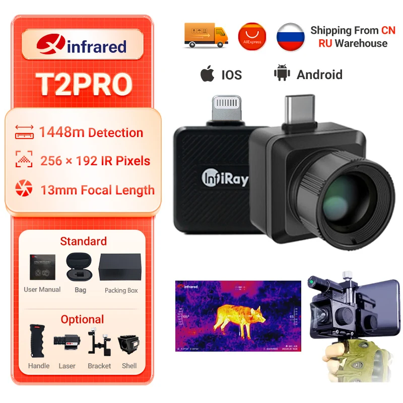 

InfiRay Thermal Imaging Imager T2PRO Outdoor Hunting Detector Monocular Night Vision Laser Infrared Thermal Camera For Phone