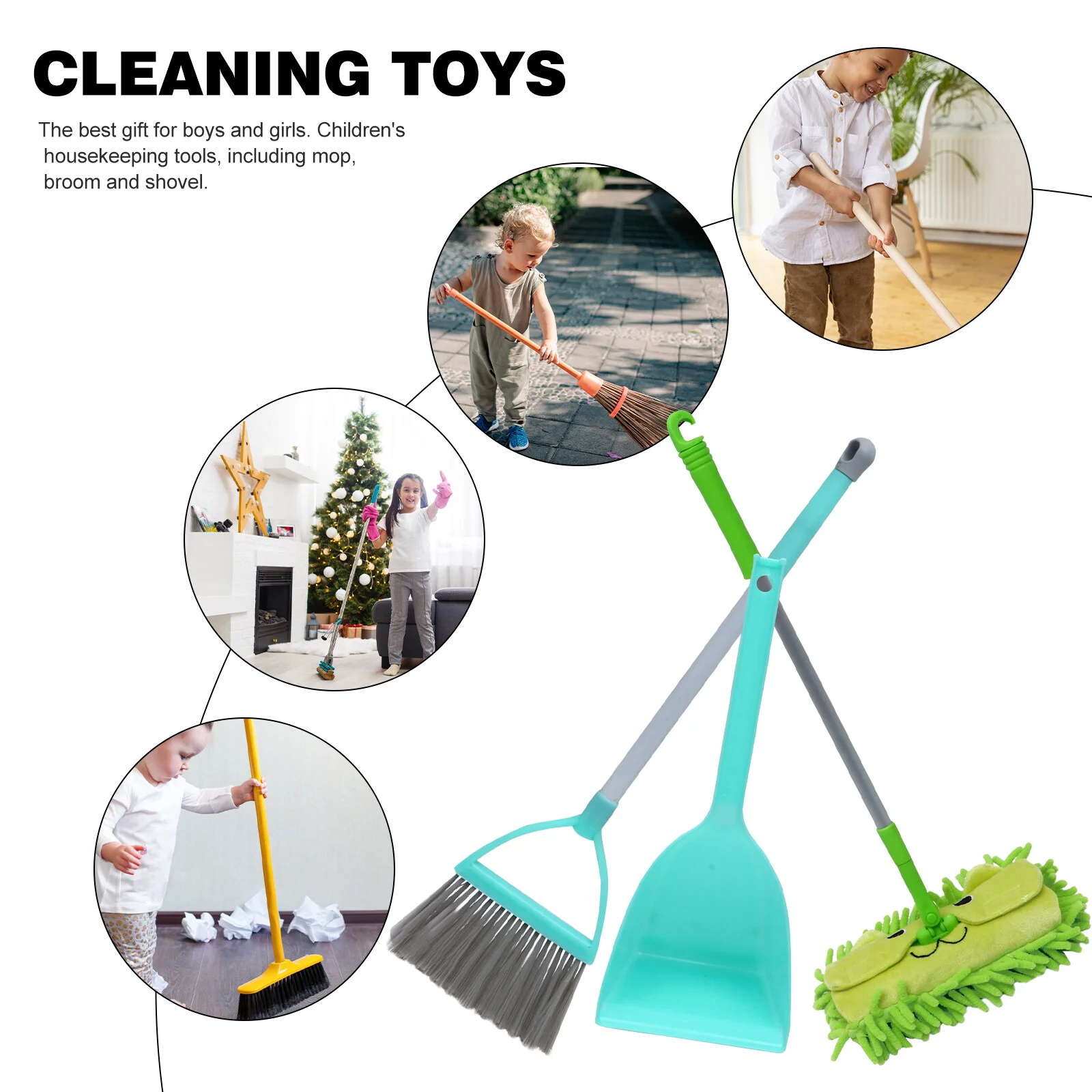 

3 Pcs Cleaner Children's Cleaning Tools Accessories Outdoor Dustpan Broom Plastic Vacuum Toy