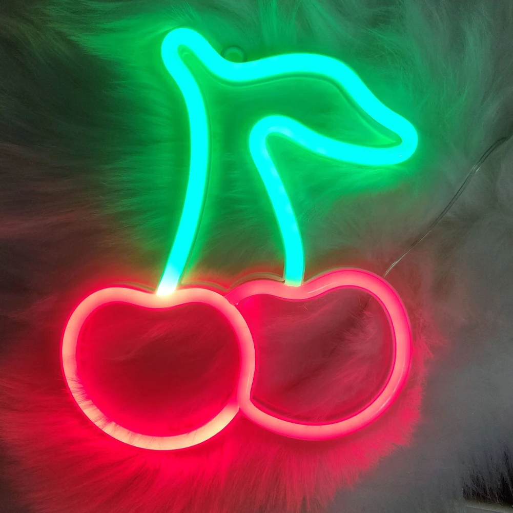 

LED Night Light Sign Wall Art Sign Night Lamp Birthday Gift Wedding Party Wall Hanging Neon Lamp Home Decor Cherry Neon Sign