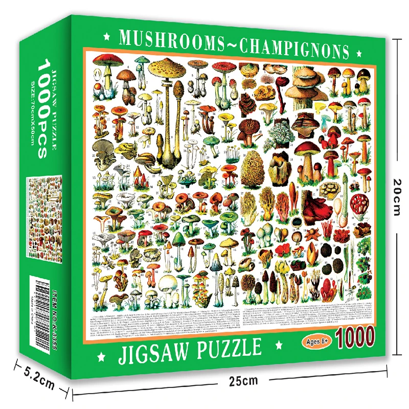 

Пазлы-чемпионы в виде грибов для взрослых, 1000 шт.