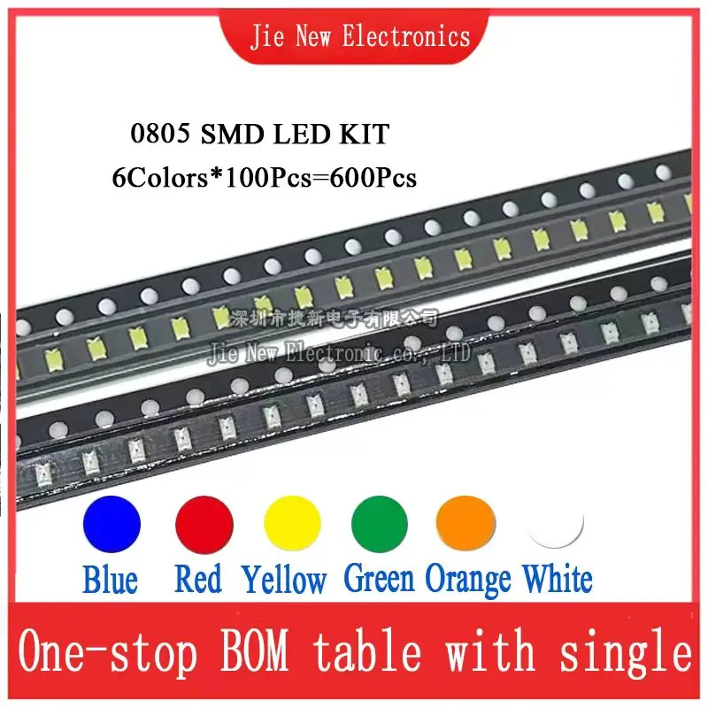 Фото JXDZXL 5730 5050 3528 1206 0805 0603 0402 Комплект светодиодных диодов SMD Белый Красный Синий Зеленый Желтый Оранжевый 600 ШТ = 6 цветов x 100 ШТ. №4