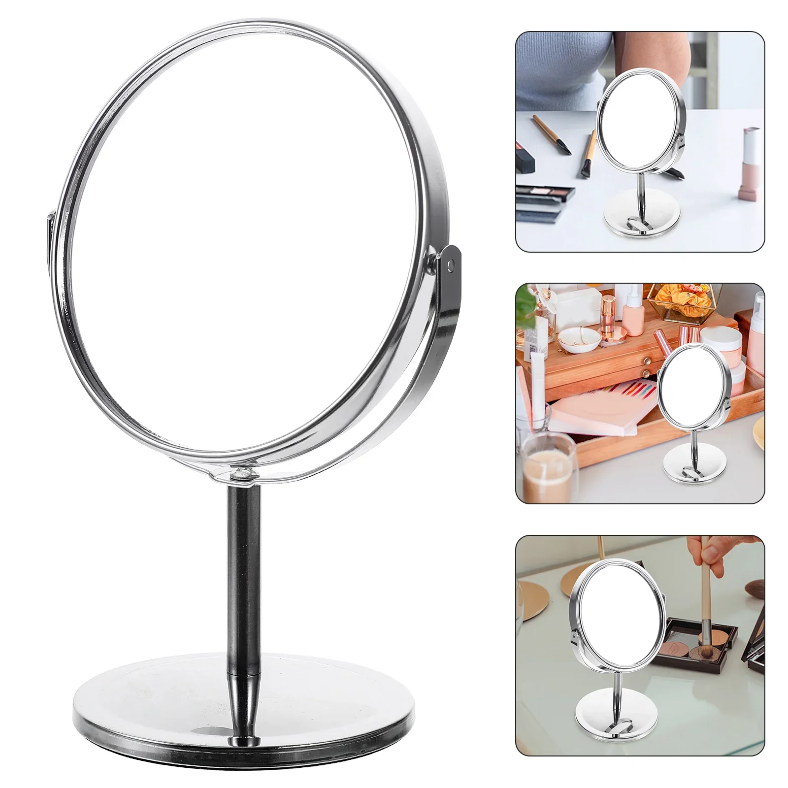 

4 Inch Makeup Mirror Desk Vanity Mirror 360 Women Braiding Vanity Mirrors with Bracket Metal Tabletop Miss Personal Beauty Tool