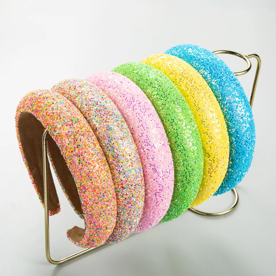 

Fashion Full Sequin Sponge Headbands Women Summer Colorful Hairband Hair Accessories Boutique Cute Hair Hoop Girl Headwear New